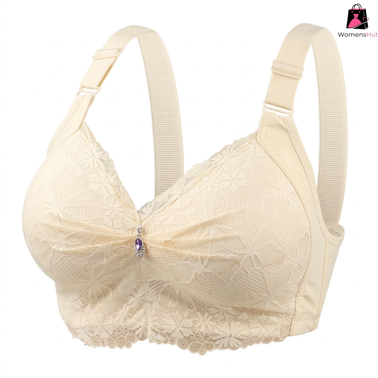 China Round Shape Diamond Bra – 💛Cream - Image 2